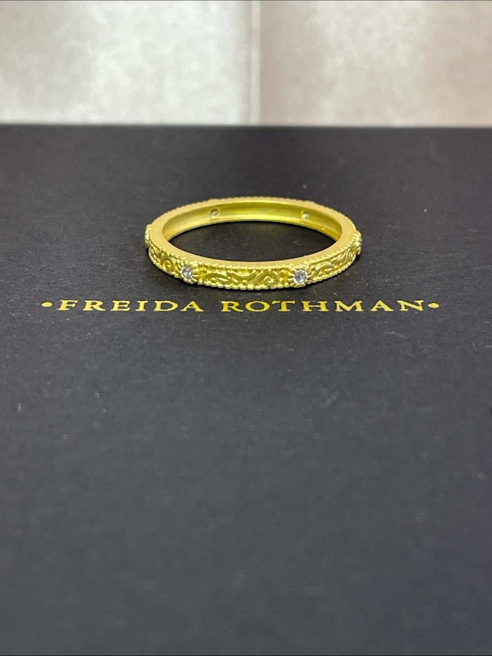 Freida Rothman Sterling Silver Gold Stacking Ring Size 9 - NWT $150 MSRP